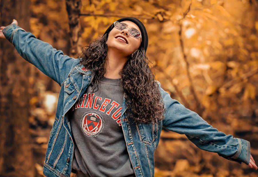 person with healthy skin basking in autumn weather, great skincare